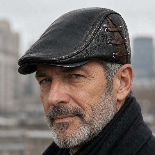 George | Warm-Lined Leather Flat Cap