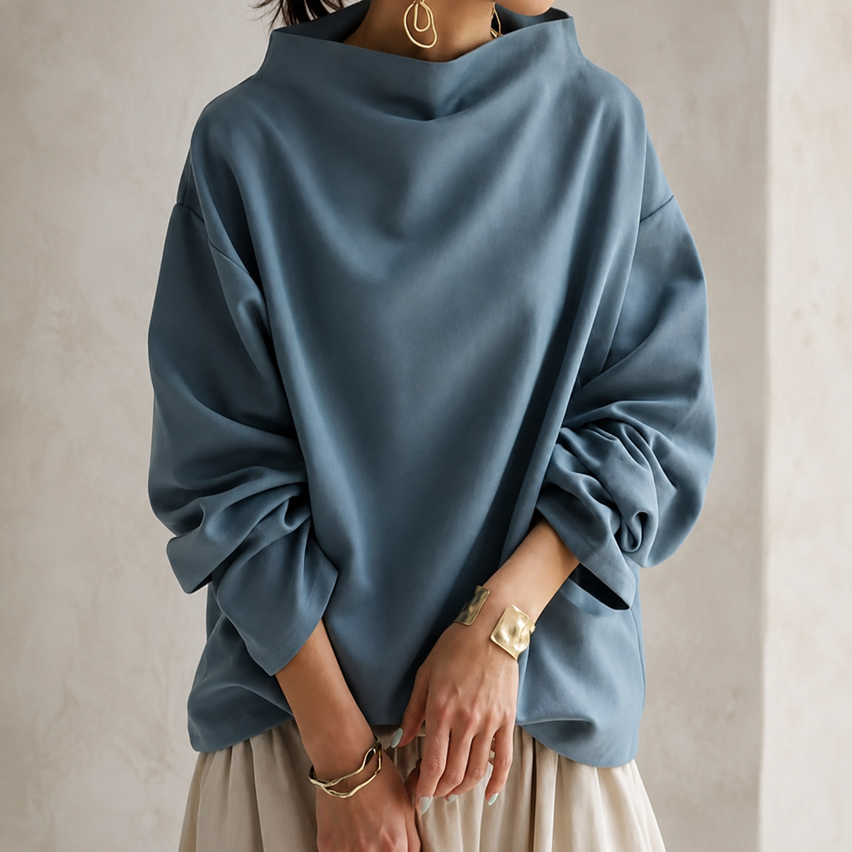 Josephine | High Neck Balloon Sleeve Sweater