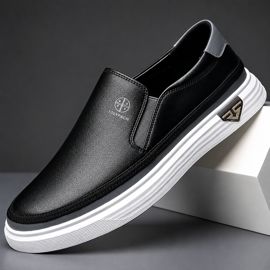 Albert Slip-On Leather Sneakers - Black