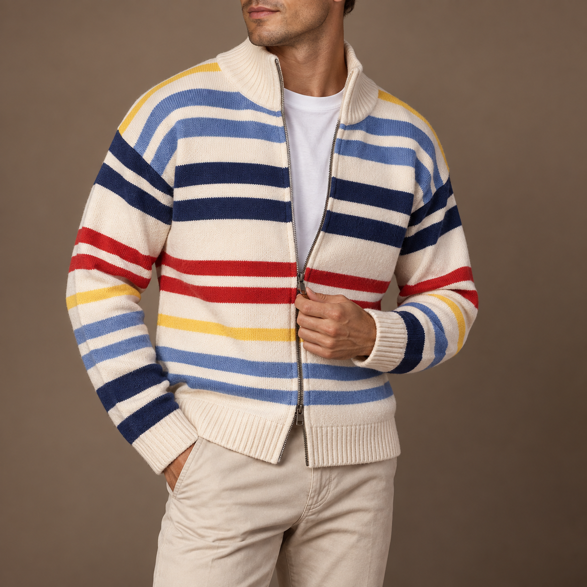 Bernard | Striped Zip Cardigan