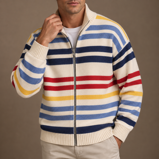 Bernard | Striped Zip Cardigan