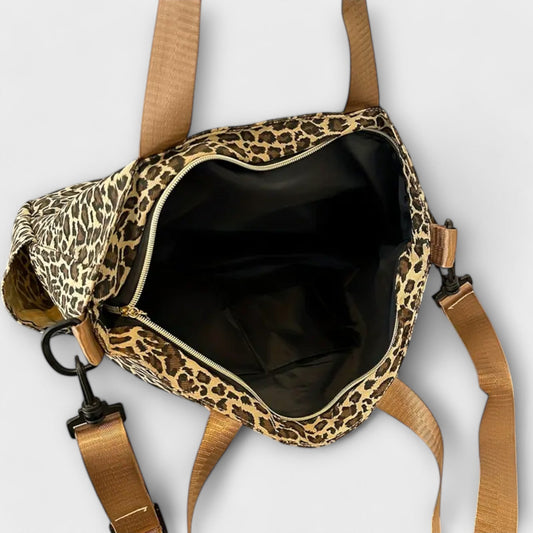 Leopard Print Canvas Crossbody Bag