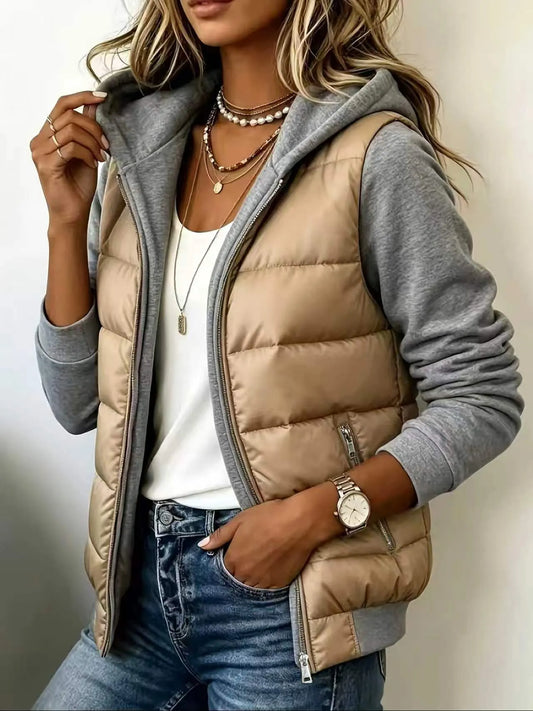 Beatrice | Colour-Block Padded Hooded Jacket