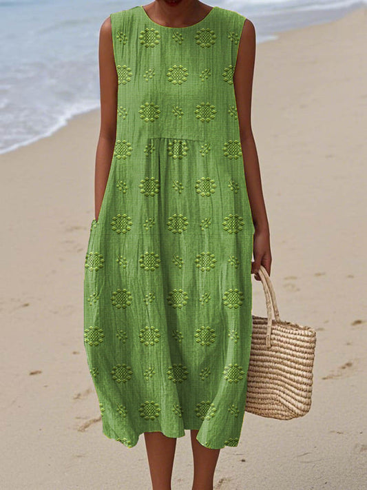 Megan | Sleeveless Cotton Pocket Dress