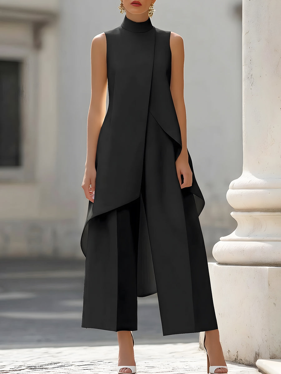 Catalina Elegant Wide-Leg Jumpsuit - Black