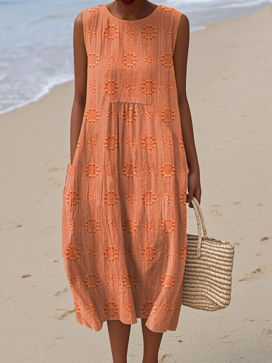 Megan | Sleeveless Cotton Pocket Dress
