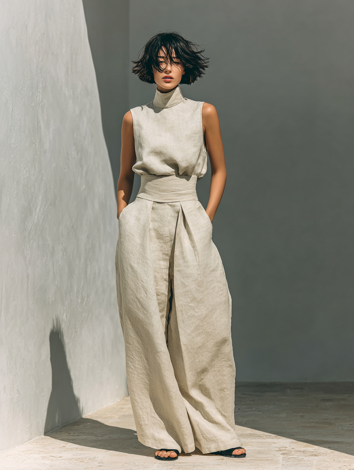 Emily | Minimalist Blouse and Wide-Leg Trouser Set
