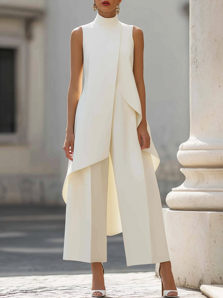 Catalina Elegant Wide-Leg Jumpsuit - White