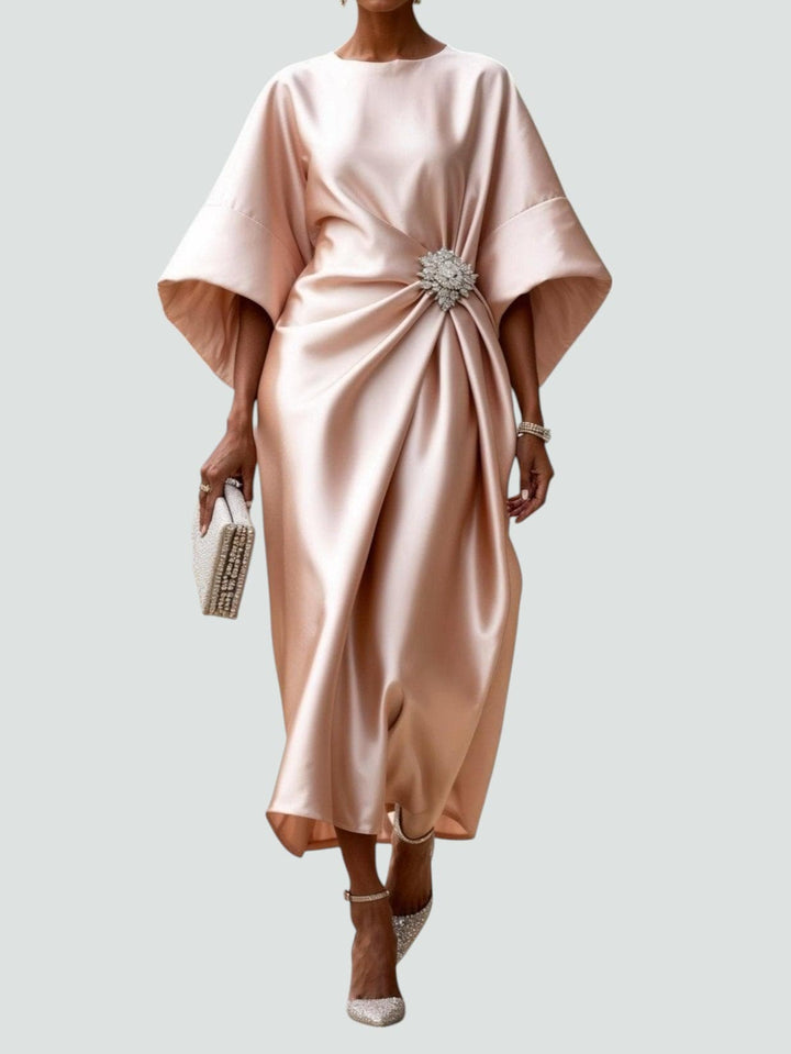 Clementine Draped Satin Evening Dress