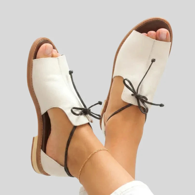 Poppy Lace-Up Sandals - White