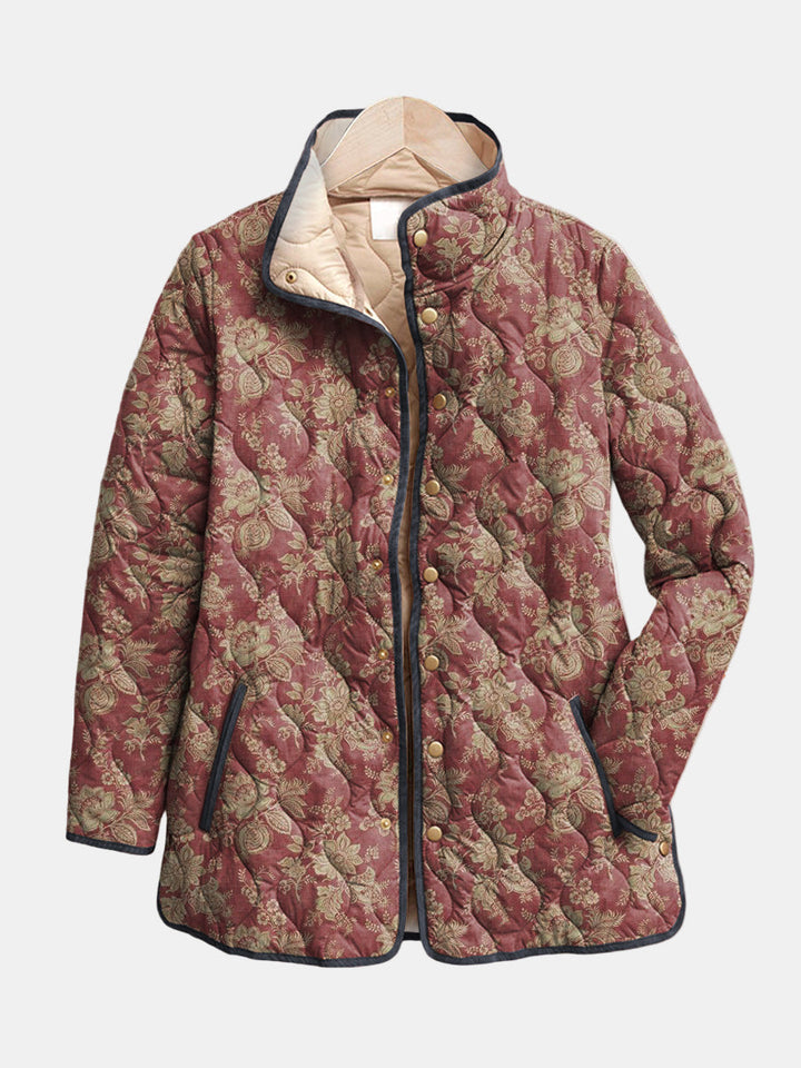 Plum and Gold Damask Quilted Jacket