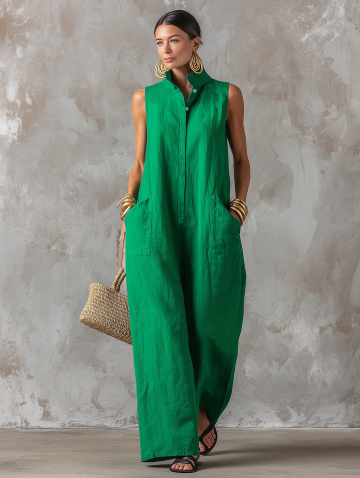 Grace | Minimalist Wide-Leg Linen Jumpsuit