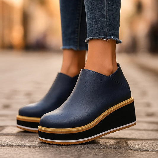 Margaret | Wedge Ankle Boots with Side Zip