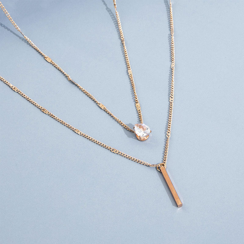 Gold &amp; Silver Double Pendant Necklace