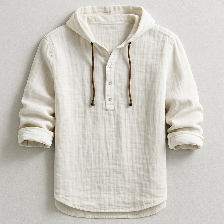 Rex Linen Hooded Shirt - White