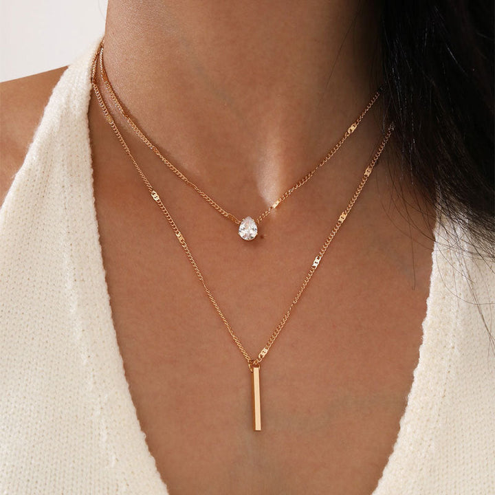 Gold &amp; Silver Double Pendant Necklace