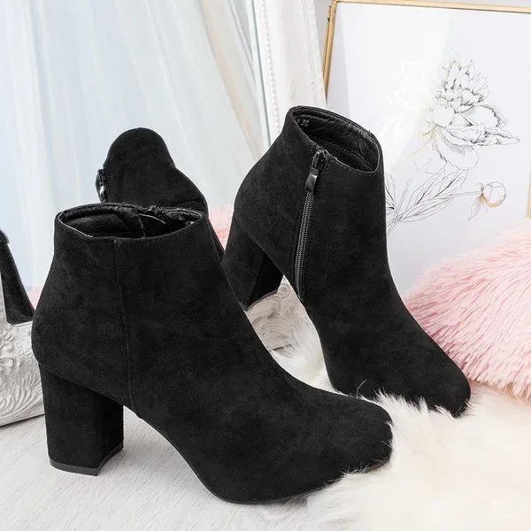 Josephine Suede Block-Heel Ankle Boots