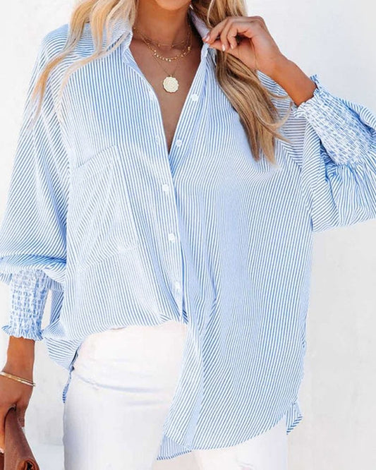 Carela | Striped Shirt with Elastic Sleeves