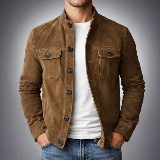 Elliot Suede Shirt Jacket - Brown
