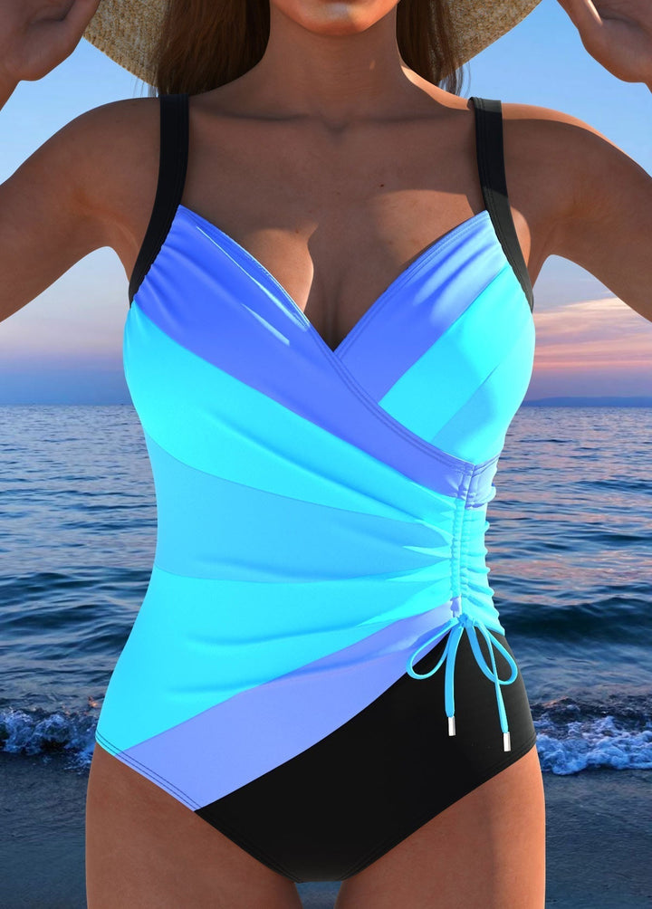 Mayte Crossover Wrap Swimsuit - Blue