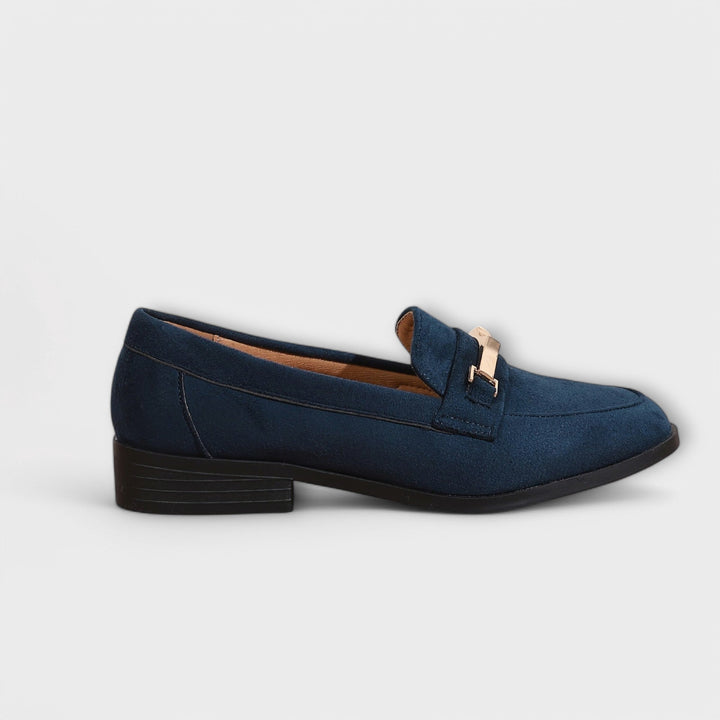 Imogen | Gold Chain Suede Loafers