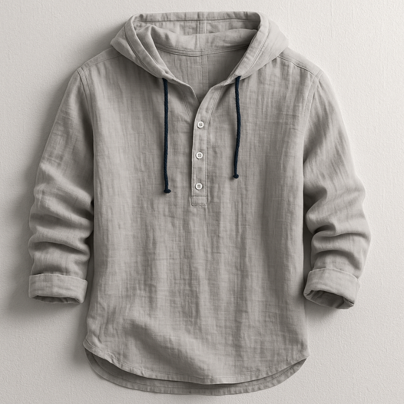 Rex Linen Hooded Shirt - Grey