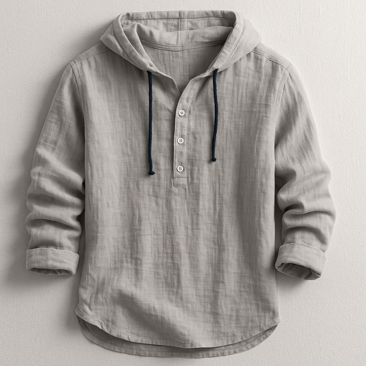 Rex Linen Hooded Shirt - Grey
