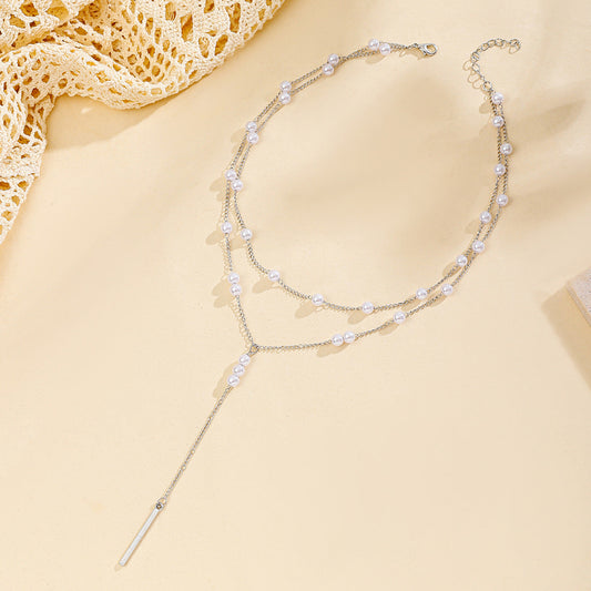 Vintage Silver Pearl Pendant Necklace