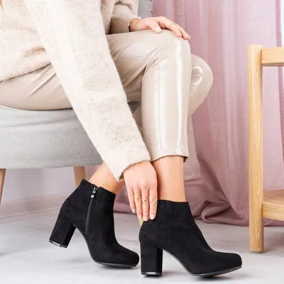 Josephine Suede Block-Heel Ankle Boots