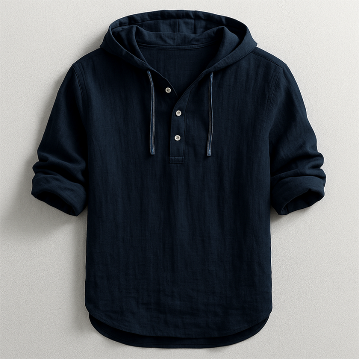 Rex Linen Hooded Shirt - Black