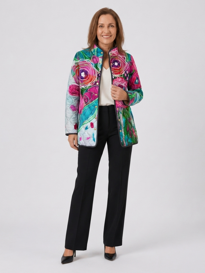 Watercolour Floral Quilted Jacket