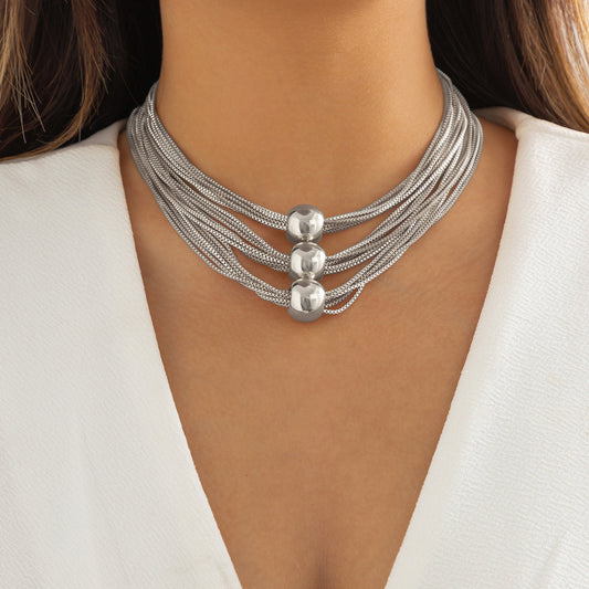 Gold Statement Ball Pendant Necklace