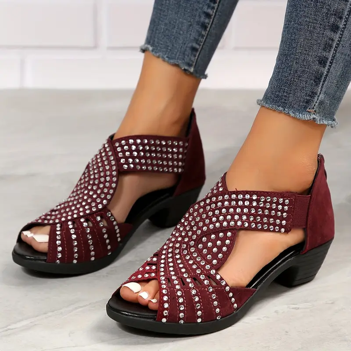 Lisbeth | Crystal Leather Sandals