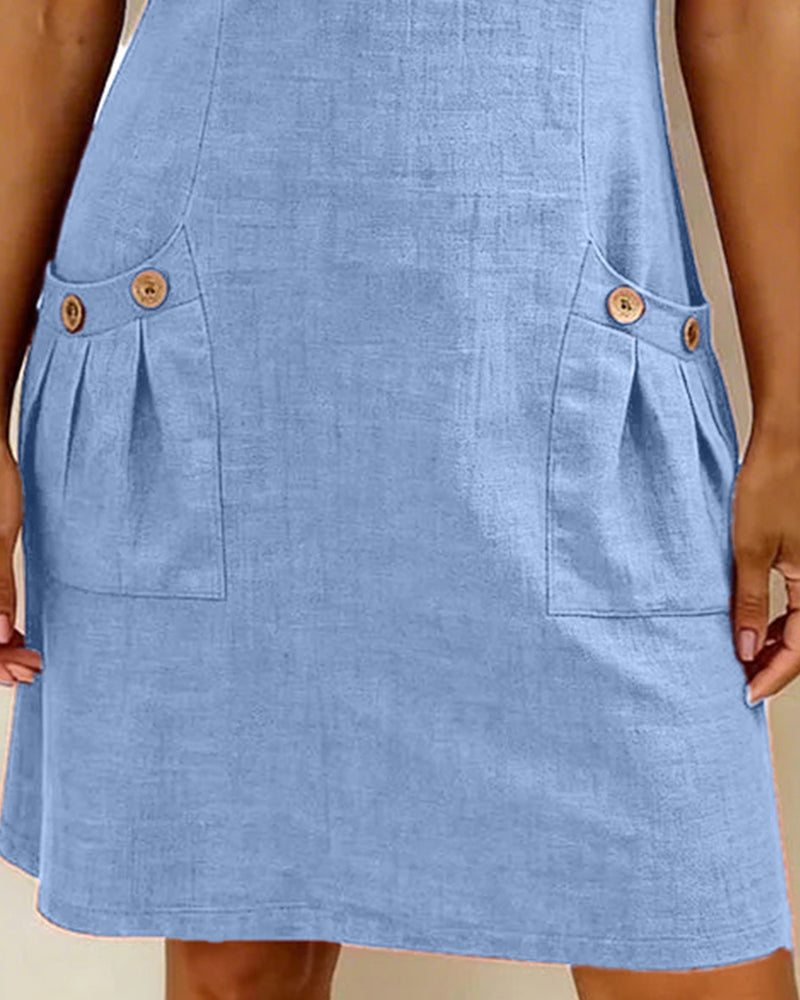 Leliana elegant cotton-linen dress detail image