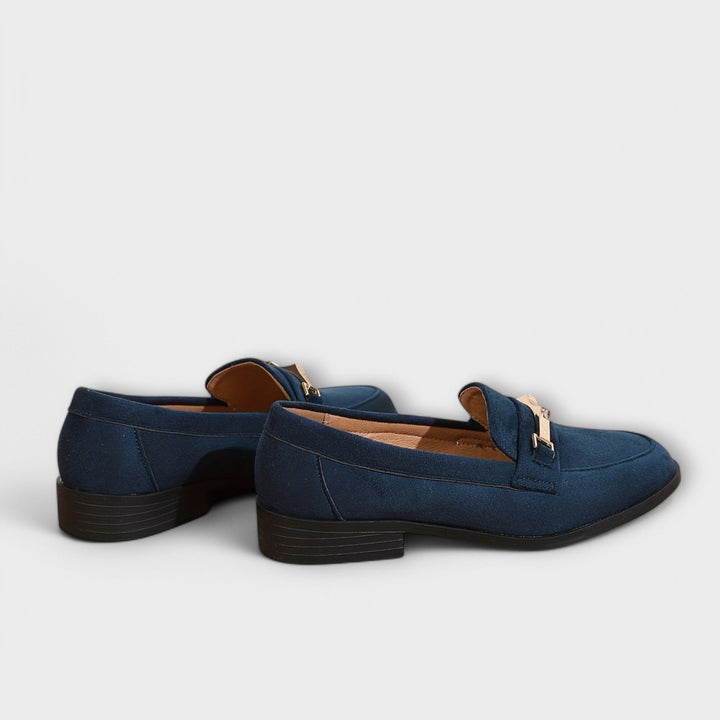 Imogen | Gold Chain Suede Loafers