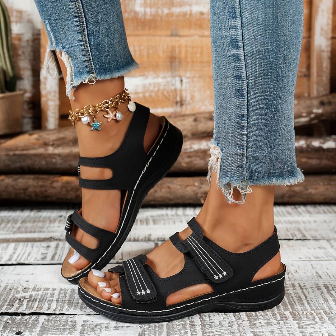 Jeanine Orthopaedic Comfort Sole Sandals - Black