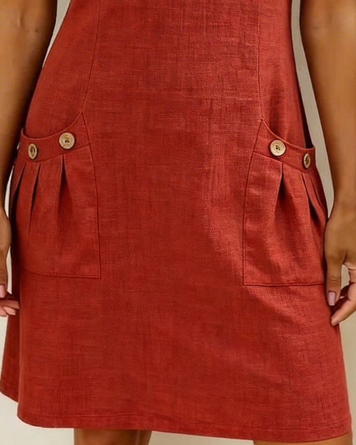 Leliana elegant cotton-linen dress detail image