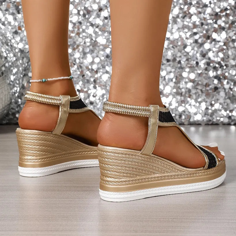Nadia Elegant Slip-On Wedge Sandals