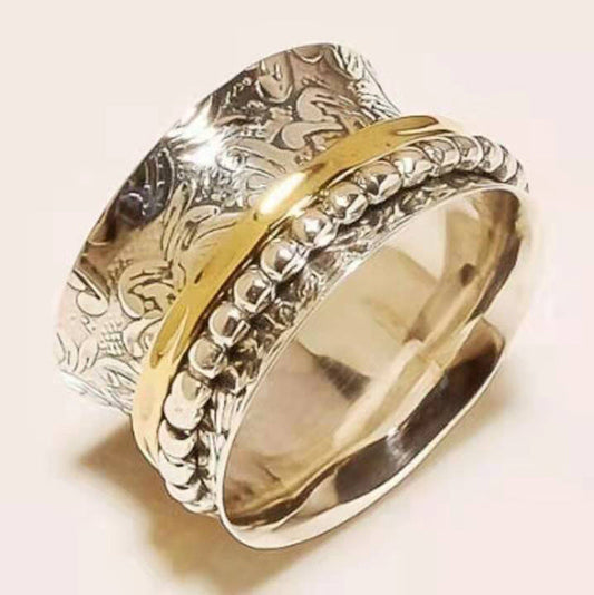 Silver & Gold Engraved Vintage Ring