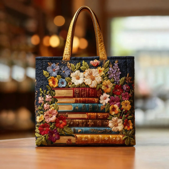 Tote Padded Bag - Floral Print and Books
