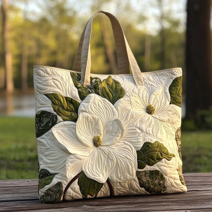 Tote Padded Bag - Elegant White Lilies