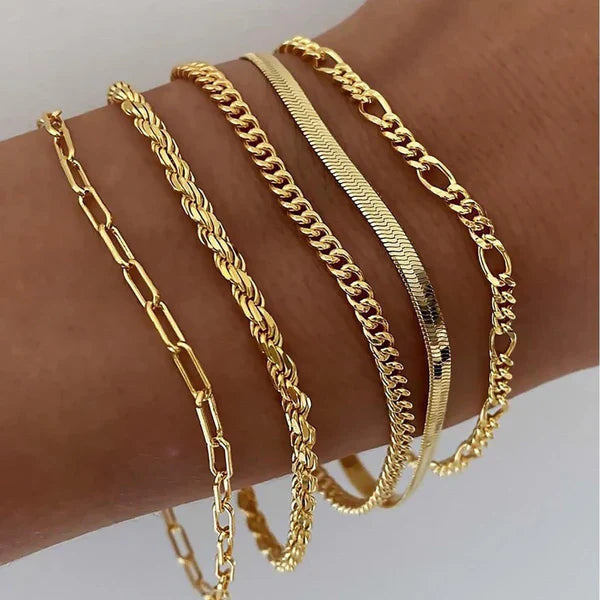 5-Piece Gold Bracelet Set - Gold