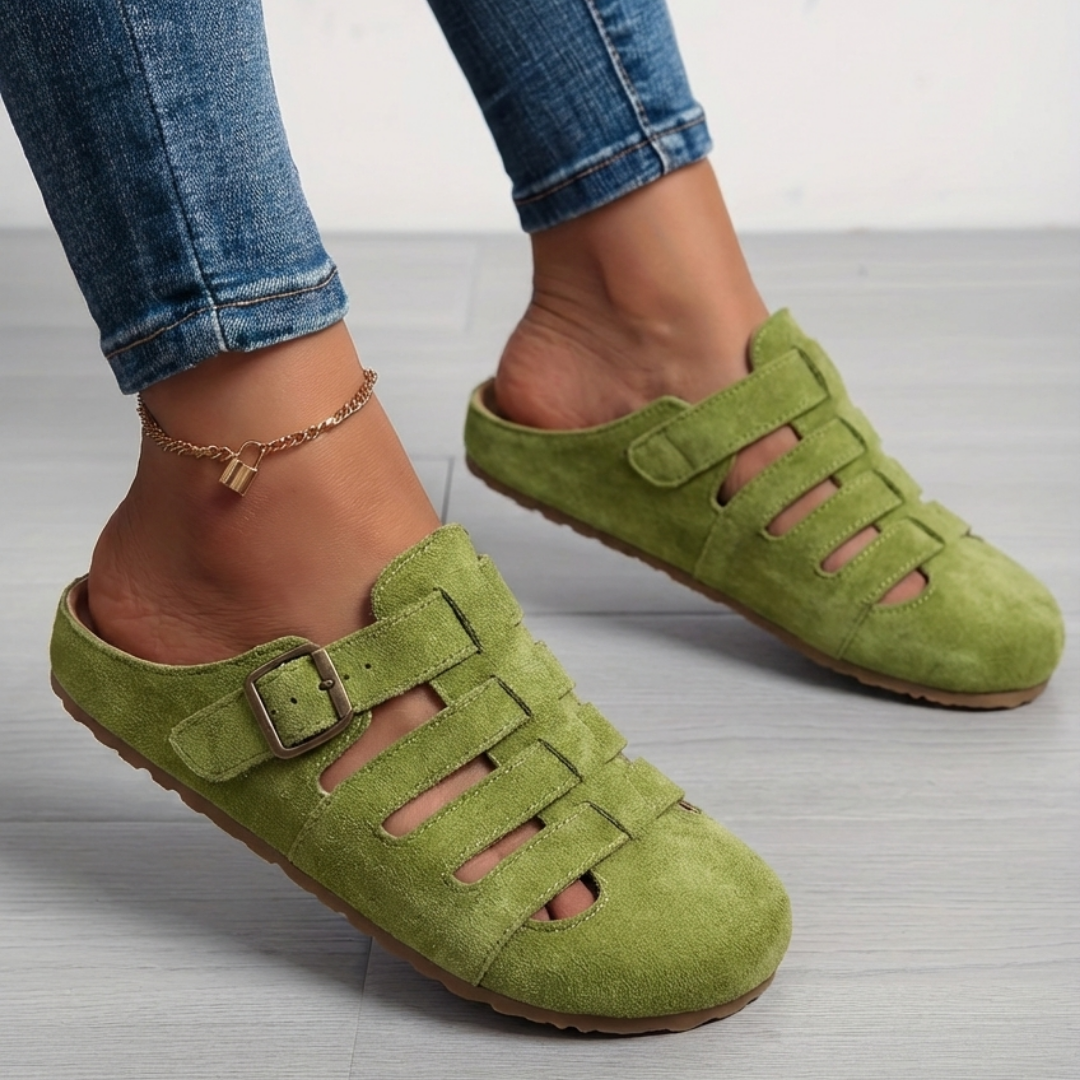 Clara Comfortable Mule Sandals - Green