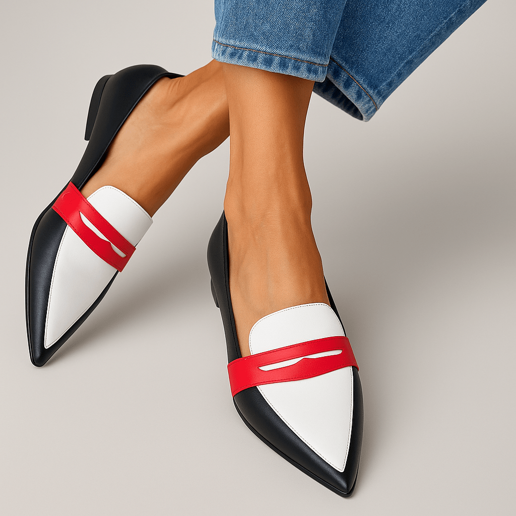 Tabitha | Tricolour Pointed-Toe Loafers