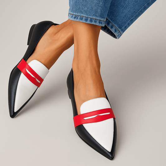 Tabitha | Tricolour Pointed-Toe Loafers