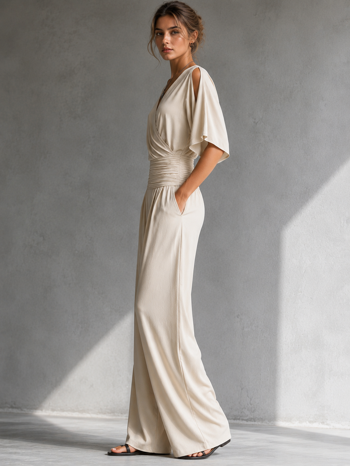 Victoria Wrap-Front Wide-Leg Jumpsuit