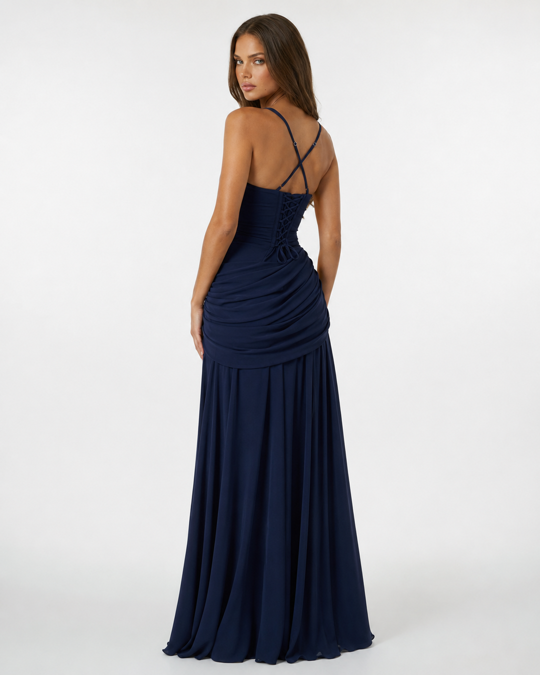 Enie Draped Square-Neck Maxi Dress