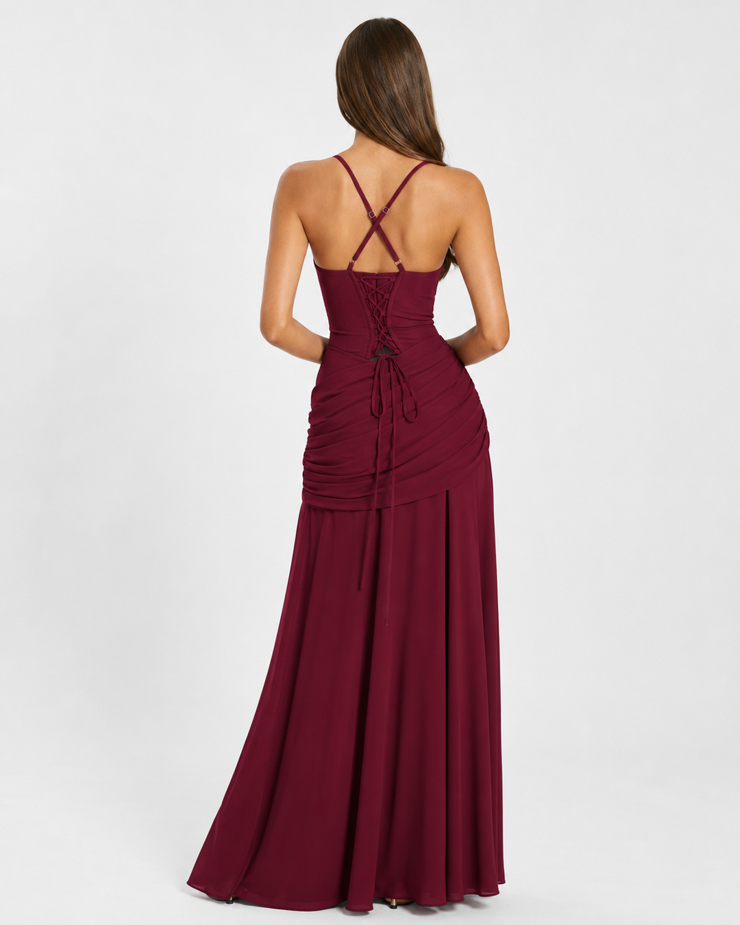 Enie Draped Square-Neck Maxi Dress