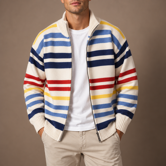 Bernard | Striped Zip Cardigan