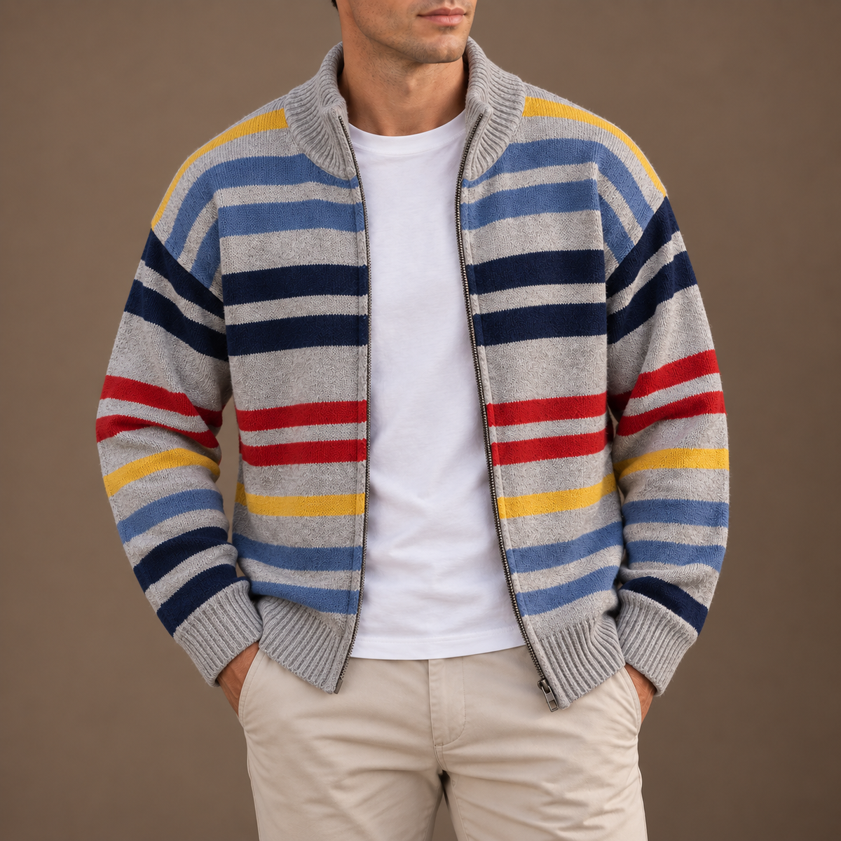 Bernard | Striped Zip Cardigan